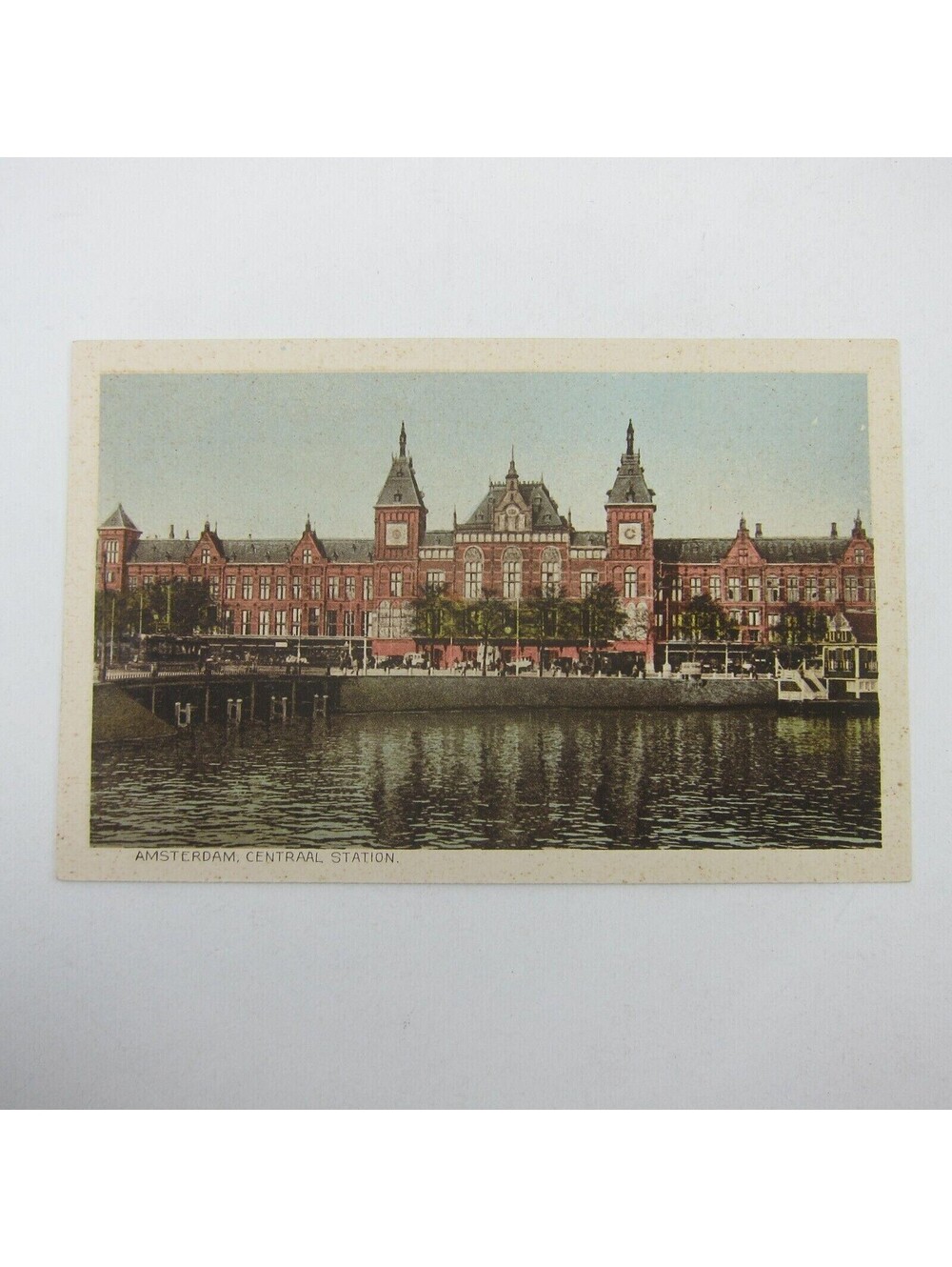 Postcard Netherlands Amsterdam Centraal Station & Canal Antique Unposted RARE